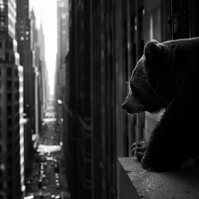 Bear in New York City at Sunset