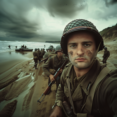 Soldier’s Selfie on Omaha Beach