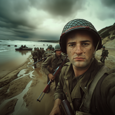 Omaha Beach Soldier Selfie