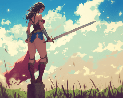 Wonder Woman Holding Sword