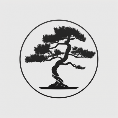 Minimal Flat Vector Bonsai Logo