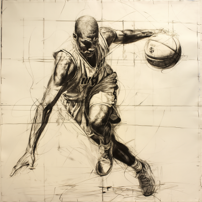 Architectural Basketball Player Drawing