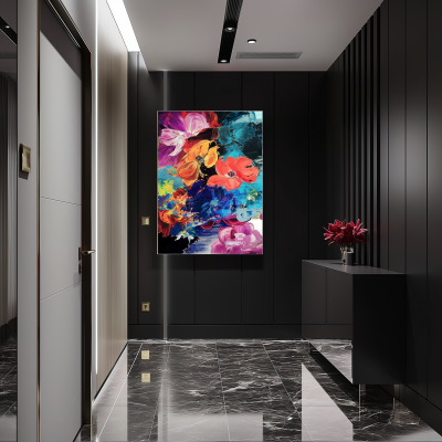 Colorful Acrylic Glass Picture on Black Wall