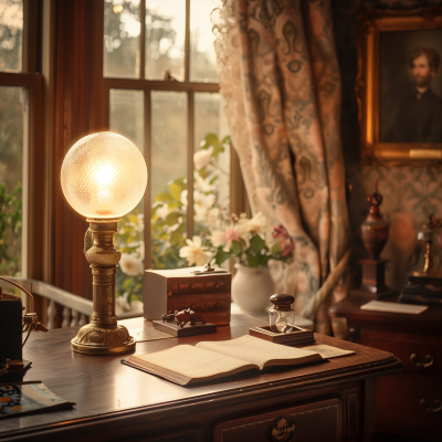 Victorian Sitting Room with Desk Light