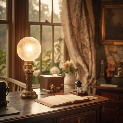 Victorian Sitting Room with Desk Light