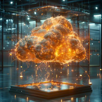 Futuristic Cloud in Glass Box