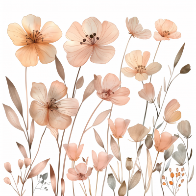 Watercolor Airbrush Wildflower Clipart