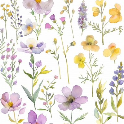 Watercolor Wildflowers Clipart
