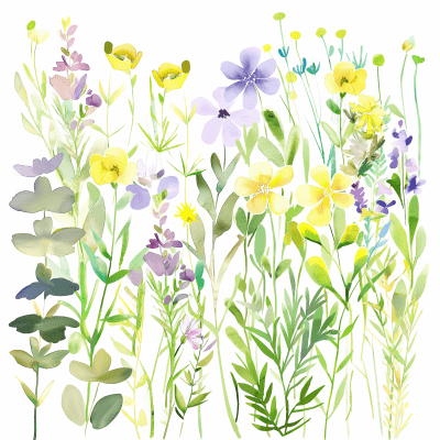 Watercolor Wildflowers Clipart