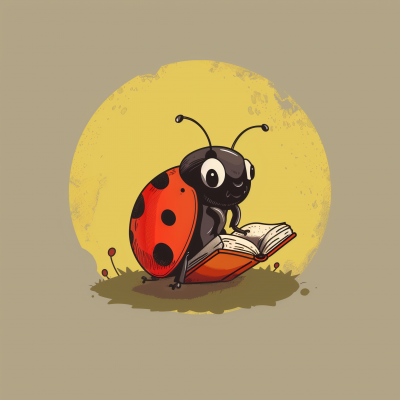 Ladybug reading a book in Hayao Miyazaki style
