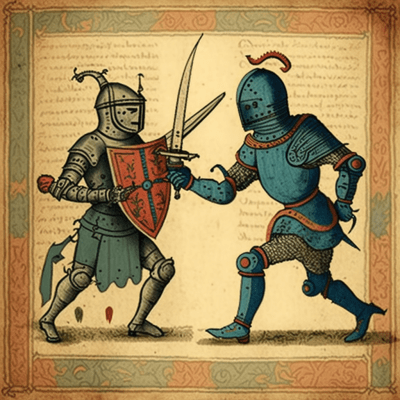 Medieval Knight Fighting Alien
