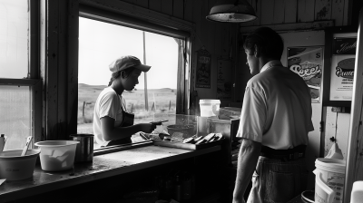 Ordering Food at Burger Stand in Rural Kansas 1975