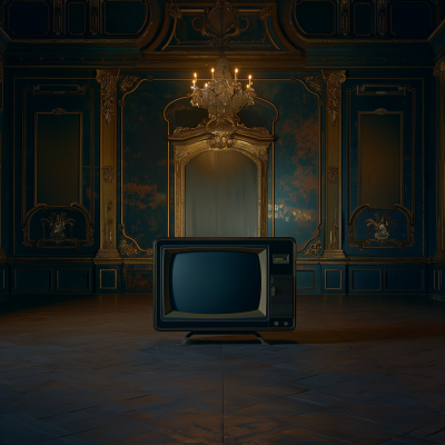 Vintage TV in Dark Royal Room