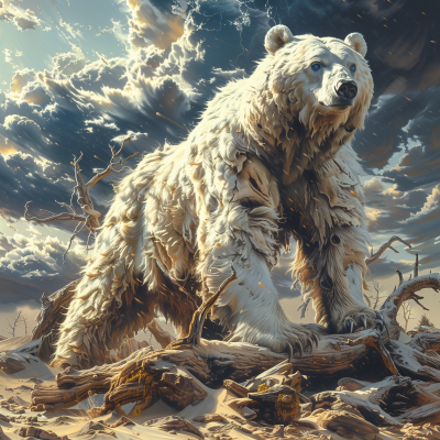 Female White Grizzly Bear in a Desert Setting