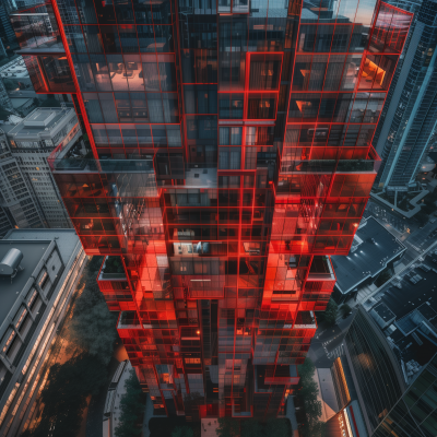 Modern Reddish Tinted Glass High Rise Building