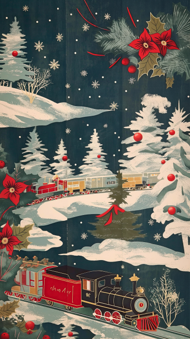 Christmas Train Wallpaper Pattern