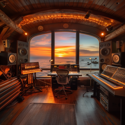 Steampunk Music Studio with Ocean View