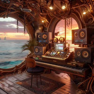 Steampunk Music Studio Sunset