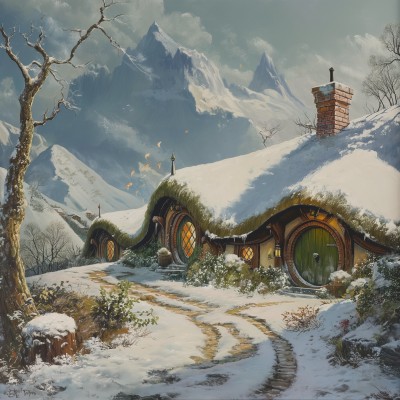 Vintage Winter Landscape of the Shire