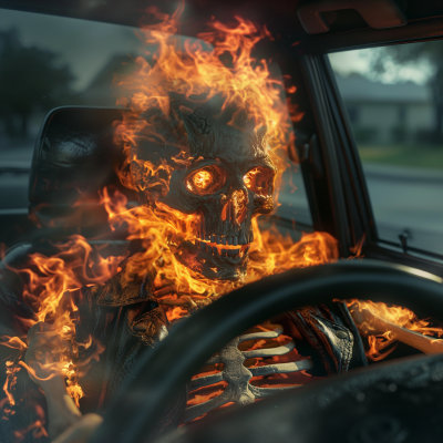 Burning Skeleton Commuting in Toyota Corolla