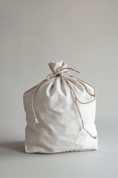 Cotton Dustbag with Raw Cotton Rope