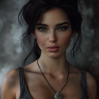 Aesthetic Portrait with Dark Haired Woman
