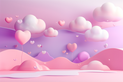 Dreamy 3D Pink and Purple Design
