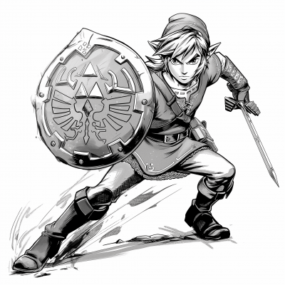 Link from Zelda – Line Drawing