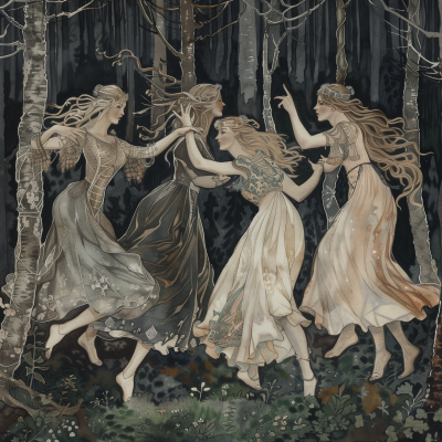 Slavic Forest Nymphs Illustration