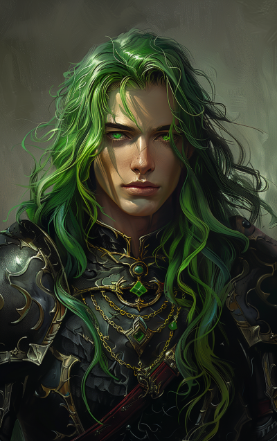 Vibrant Green Hair Young Adult Male Illustration