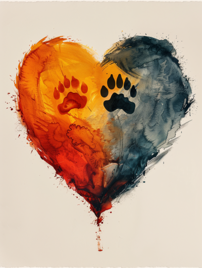 Heart Art with Animal’s Footprints