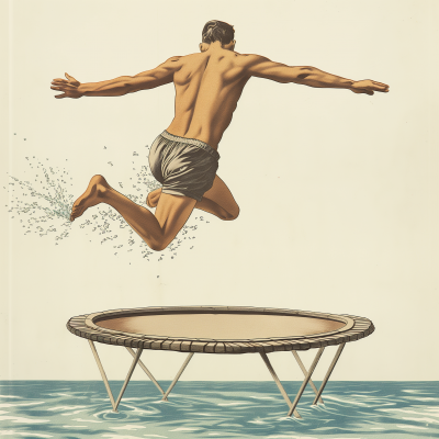 Vintage Trampoline Sport Illustration