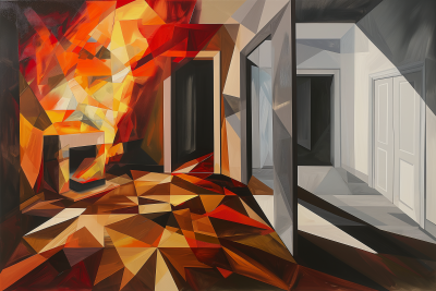 Cubist Room on Fire