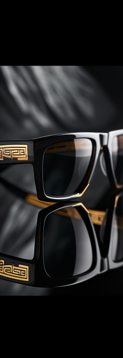 Elegant Black Sunglasses with Art Deco Logo