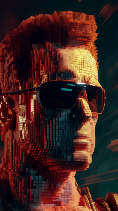Terminator in Sunglasses 3D Voxel Art