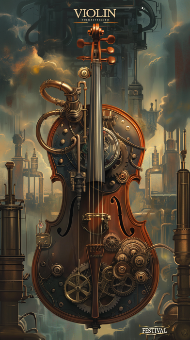 Steampunk Cello Music Event Brochure Cover
