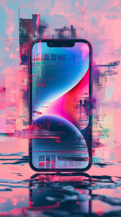 Futuristic Glitch Art iPhone 15 Ad