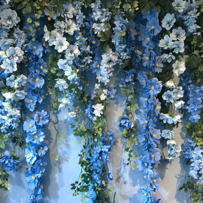 Blue Flowers Wall Backdrop