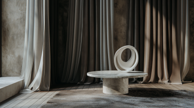 Dark Surreal Marble Table with Drapes