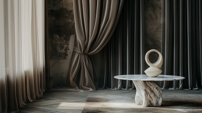 Darkly Surreal Marble Table with Drapes