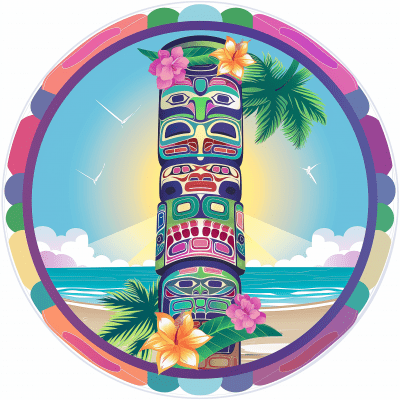 Totem Pole Beach Illustration