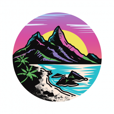 Beach and Mountain Logo Illustration