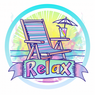 Relaxing Beach Chair and Cocktail Logo Illustration