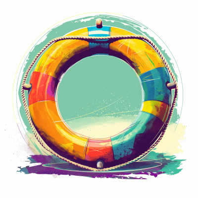 Retro Lifeguard Buoy Logo Illustration