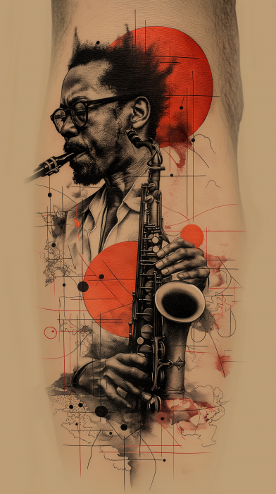 Neo Traditional Jazz Composition Tattoo
