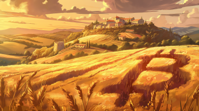 Studio Ghibli Bitcoin Field Illustration