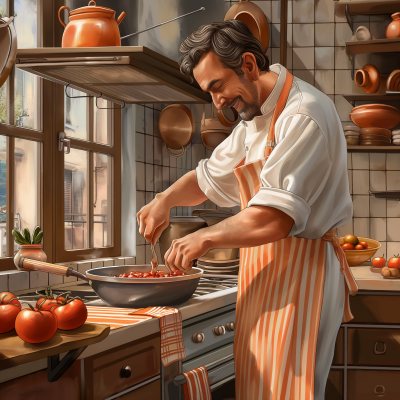 Italian Chef in Studio Ghibli Style