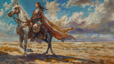 Medieval Queen Riding a Horse
