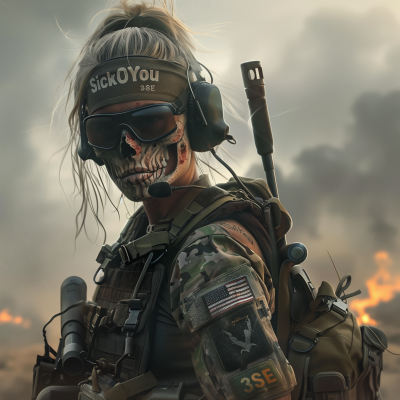 Badass Skeleton Woman Soldier