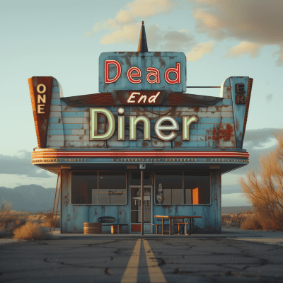 Dead End Diner Sign in the Desert